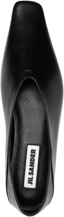 Jil Sander almond-toe leather ballerina shoes Black