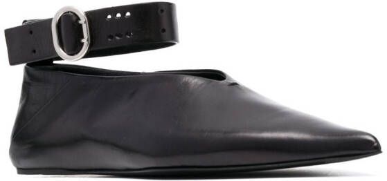 Jil Sander ankle-detail ballerina shoes Black