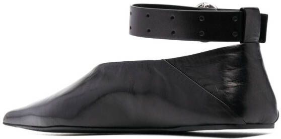 Jil Sander ankle-detail ballerina shoes Black