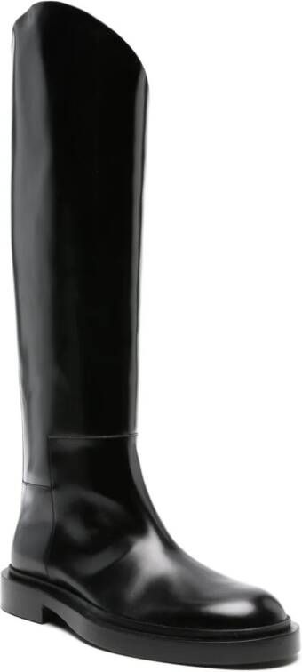 Jil Sander asymmetric leather boots Black