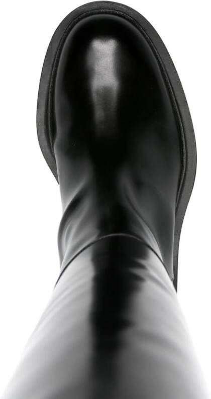 Jil Sander asymmetric leather boots Black