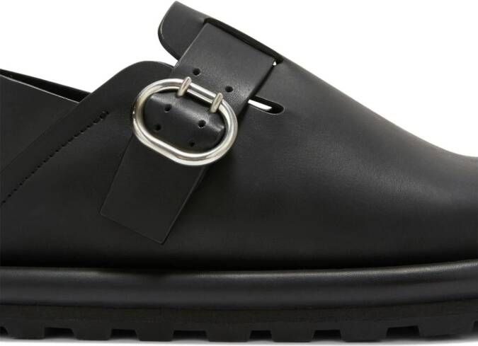 Jil Sander buckle flat leather shoes Black