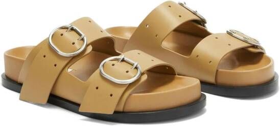 Jil Sander buckle leather flat sandals Brown
