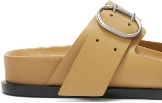 Jil Sander buckle leather flat sandals Brown