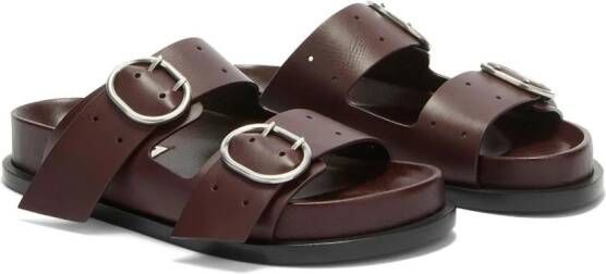Jil Sander buckle-straps leather flat sandals Brown