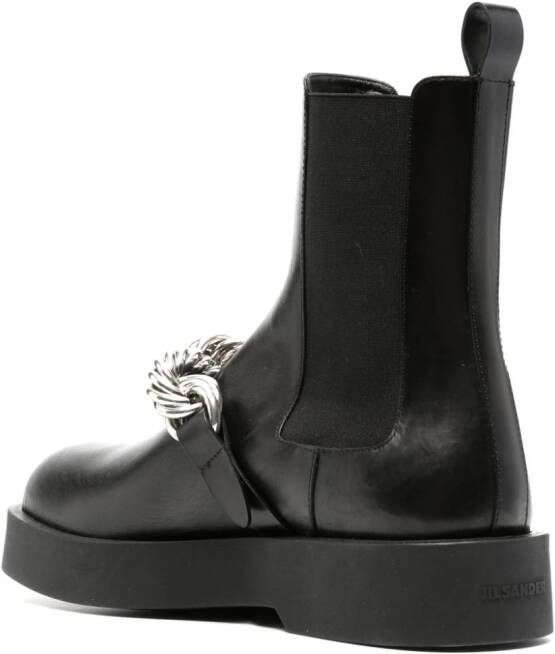 Jil Sander chain-link ankle leather boots Black