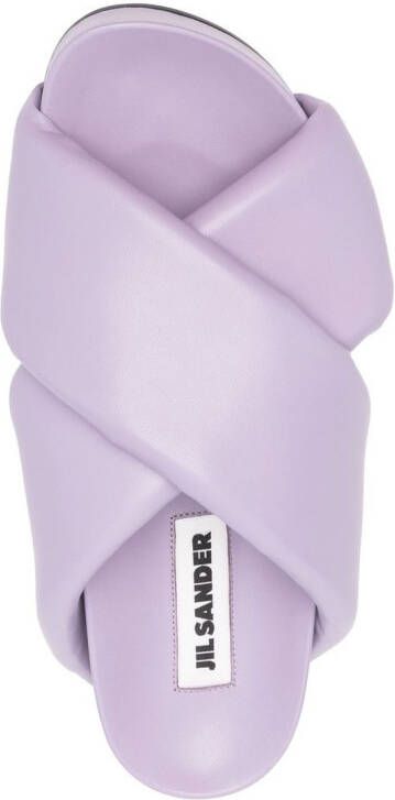 Jil Sander cross-strap leather sandals Purple