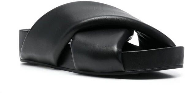 Jil Sander cross-strap leather slide sandals Black