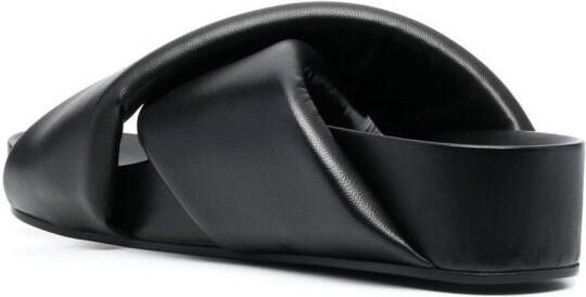 Jil Sander cross-strap leather slide sandals Black