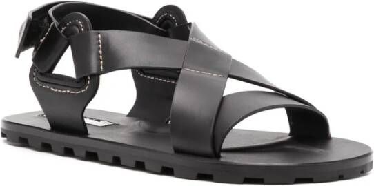 Jil Sander crossover-strap flat leather sandals Black