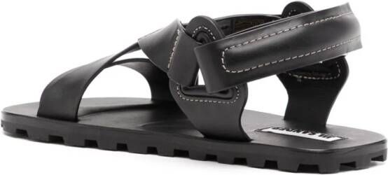Jil Sander crossover-strap flat leather sandals Black