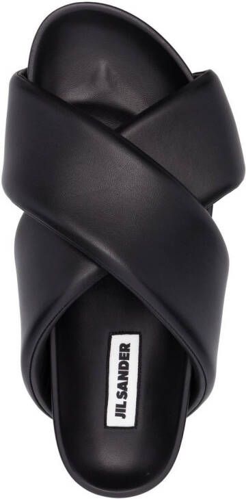 Jil Sander crossover-straps leather sandals Black