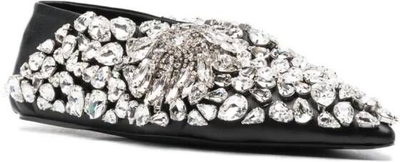 Jil Sander crystal-embellished ballerina shoes Black