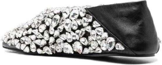 Jil Sander crystal-embellished ballerina shoes Black