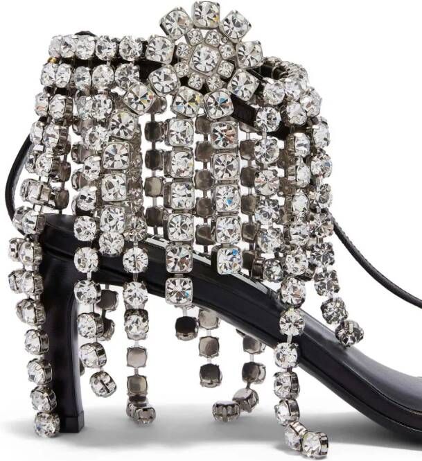 Jil Sander crystal-embellished leather sandals Black