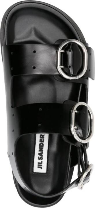 Jil Sander double-buckle leather sandals Black