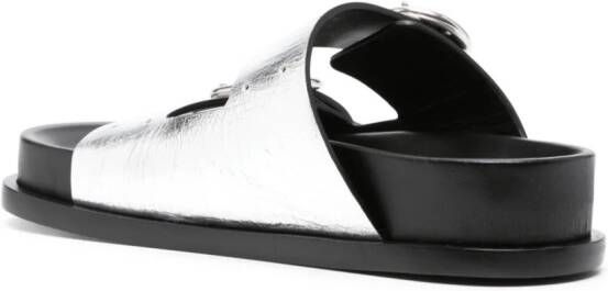 Jil Sander double-buckle leather sandals Silver