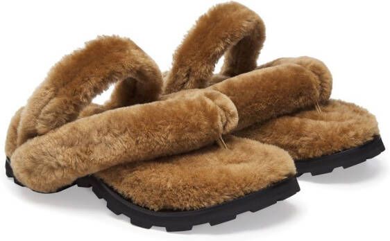Jil Sander faux-fur leather sandals Brown