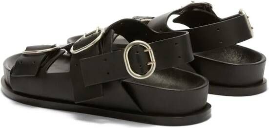 Jil Sander flat buckled leather sandals Black