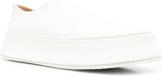 Jil Sander flatform leather sneakers White