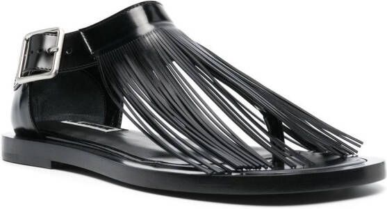 Jil Sander fringe-detail leather sandals Black