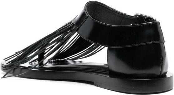 Jil Sander fringe-detail leather sandals Black