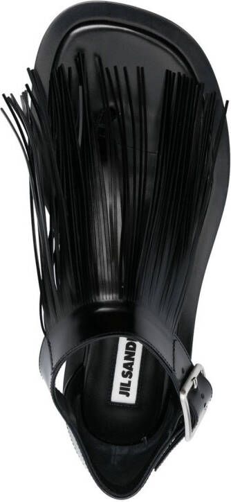 Jil Sander fringe-detail leather sandals Black