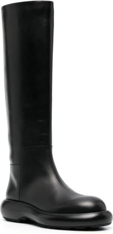 Jil Sander knee-high flat leather boots Black