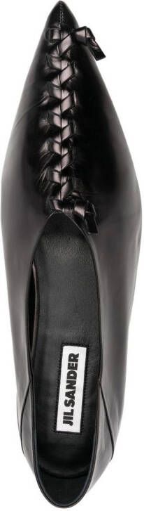 Jil Sander knot-detailing leather ballerina shoes Black