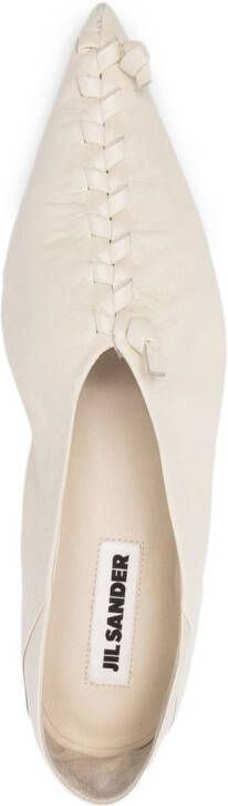 Jil Sander knotted leather ballerina shoes Neutrals