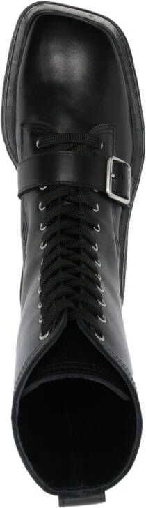 Jil Sander lace-up leather ankle boots Black