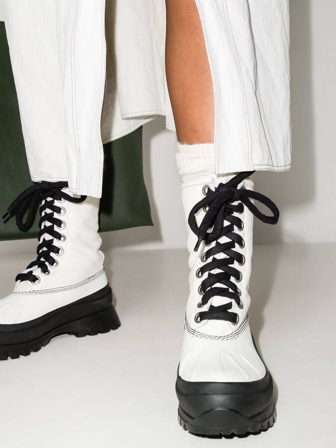 Jil Sander lace-up leather boots White