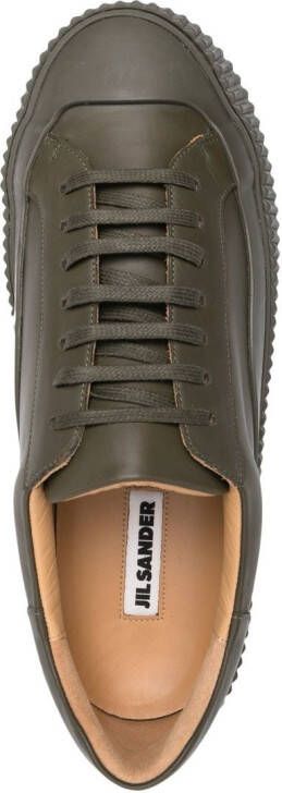 Jil Sander lace-up leather platform sneakers Green