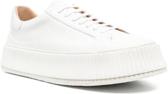 Jil Sander lace-up leather platform sneakers White