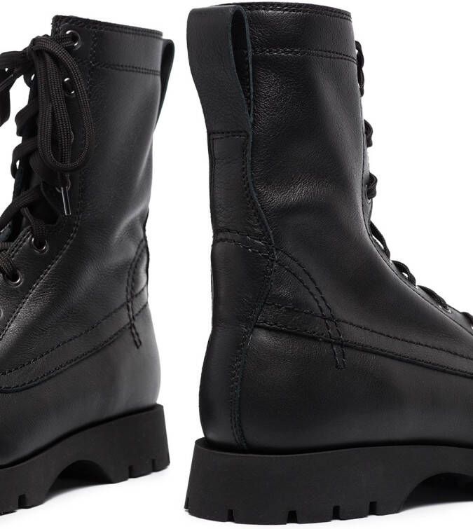Jil Sander leather combat boots Black