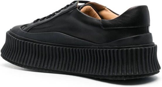 Jil Sander leather flatform sneakers Black