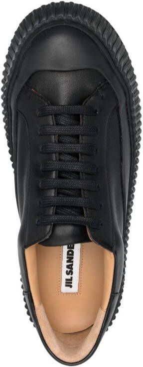 Jil Sander leather flatform sneakers Black
