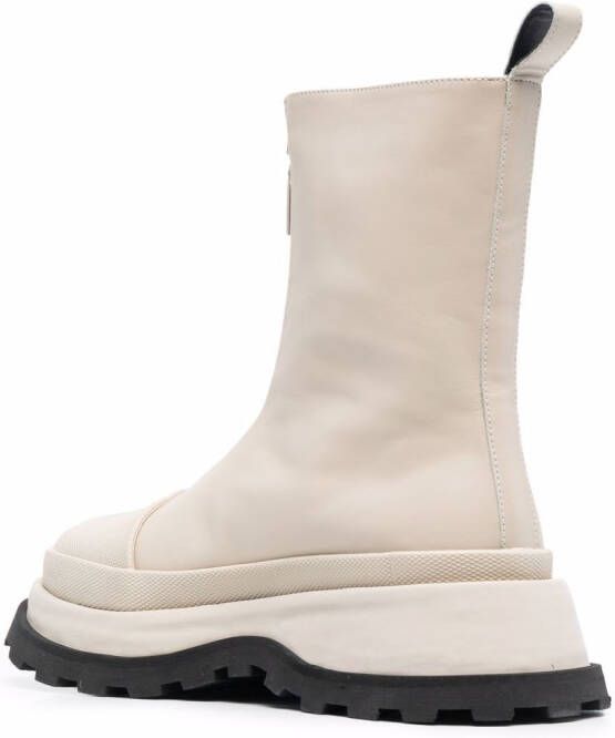 Jil Sander leather front-zip ankle boots Neutrals
