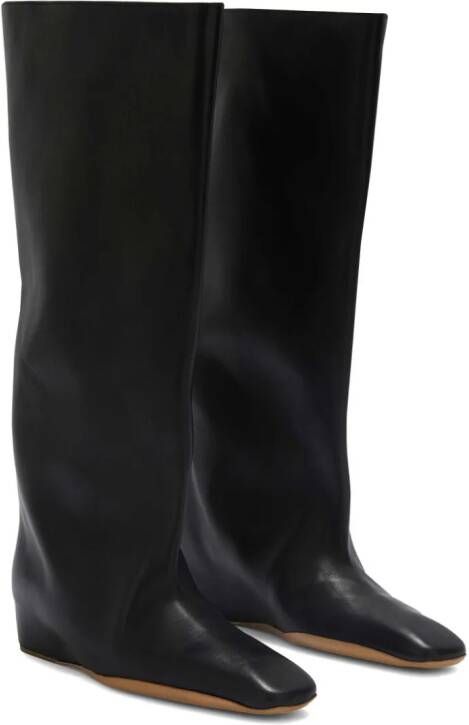 Jil Sander leather knee boots Black