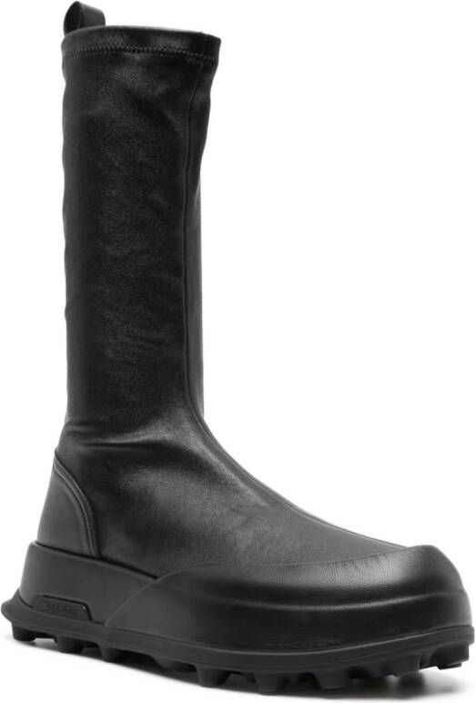 Jil Sander leather platform boots Black