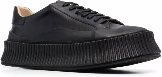 Jil Sander leather platform sneakers Black