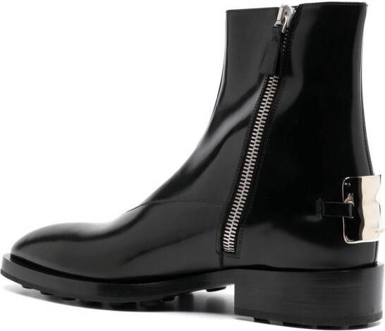 Jil Sander logo-plaque leather boots Black