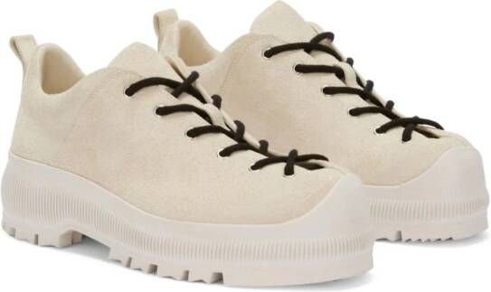 Jil Sander lug-sole suede sneakers Neutrals