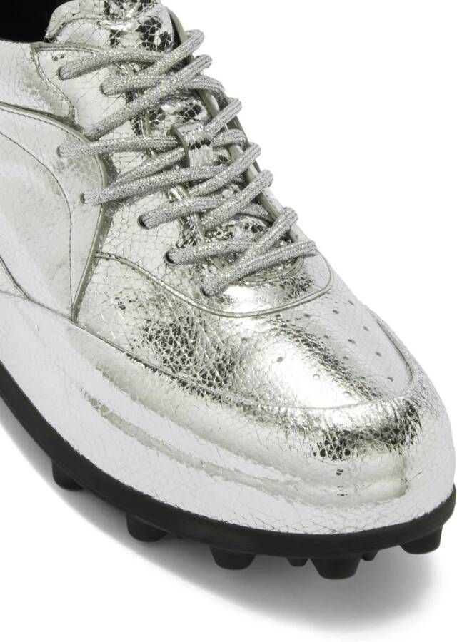 Jil Sander metallic-effect leather sneakers Silver