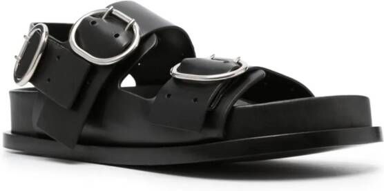 Jil Sander open-toe buckled leather sandals Black