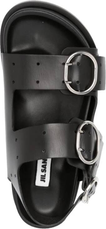 Jil Sander open-toe buckled leather sandals Black