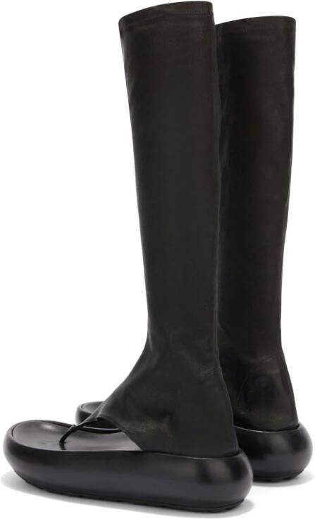 Jil Sander open-toe leather boots Black