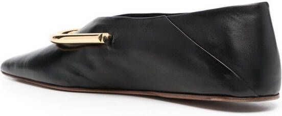 Jil Sander plaque-detail pointed ballerina shoes Black