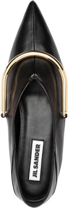 Jil Sander plaque-detail pointed ballerina shoes Black