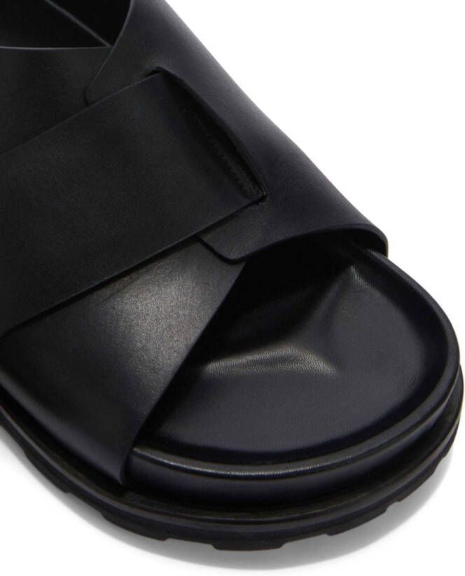 Jil Sander platform leather slides Black